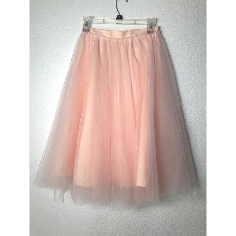 Women’s S Space 46 Pink Tulle Midi Skirt Fairy Ballet Romantic Zip Closure